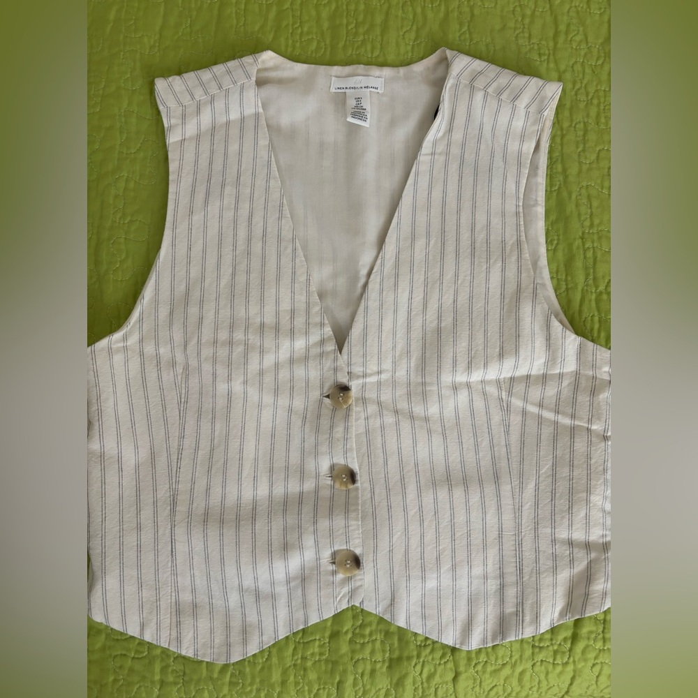 H&M Light Beige Linen Blend Vest Small